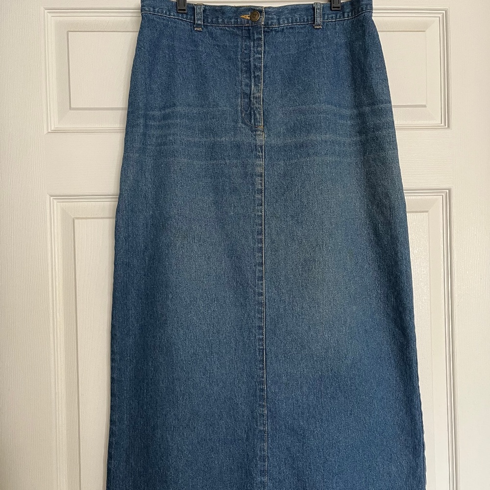 Vintage blue denim maxi skirt, Style & Co. (Macy's), 14 Petite, slightly altered